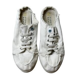 Vionic Beach Pismo Slip-On Sneakers - Cream/Off-White Canvas  Size 11